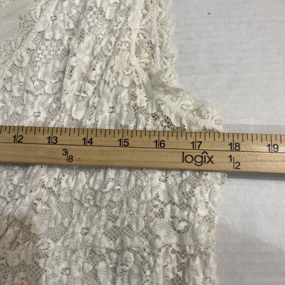 Vintage Y2K Babydoll Top White Sheer Lace Size XL Coquette Cottagecore Romantic - Picture 8 of 10